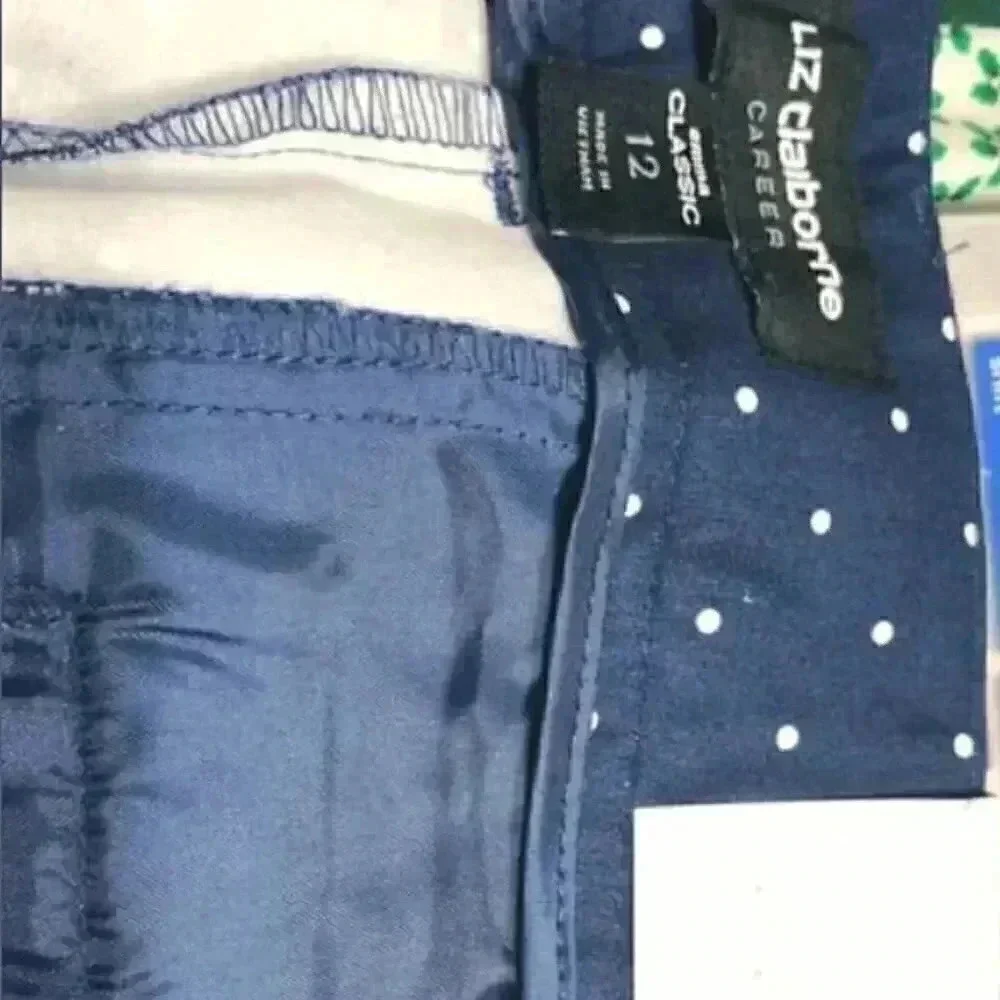 Liz Claiborne Navy American Emma Classic Polka Dots Ankle Pant 12 - Picture 3 of 3
